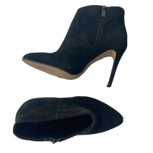 Vince Camuto Lorenza Black Suede Leather Heels Ankle Booties Womens Size 7M